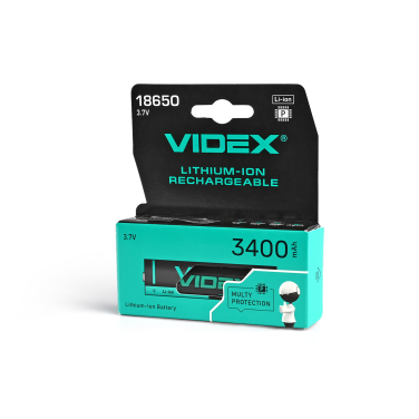 Акумулятор Videx літій-іонний 18650-P (захист) 3400mAh color box/1шт