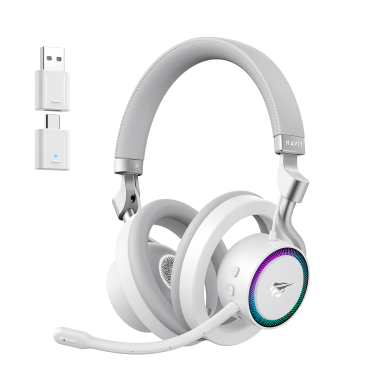 Бездротові ігрові навушники HAVIT Fuxi-H8 White + Gray - фото №6