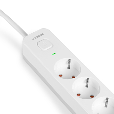 Мережевий подовжувач VIDEX ONCORD з/з 3п 3м (3x1.5мм) 2.4А 2USB+USB-C з кнопкою White - фото №3