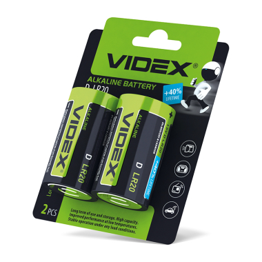 Батарейка лужна Videx LR20/D 2шт BLISTER CARD - фото №3