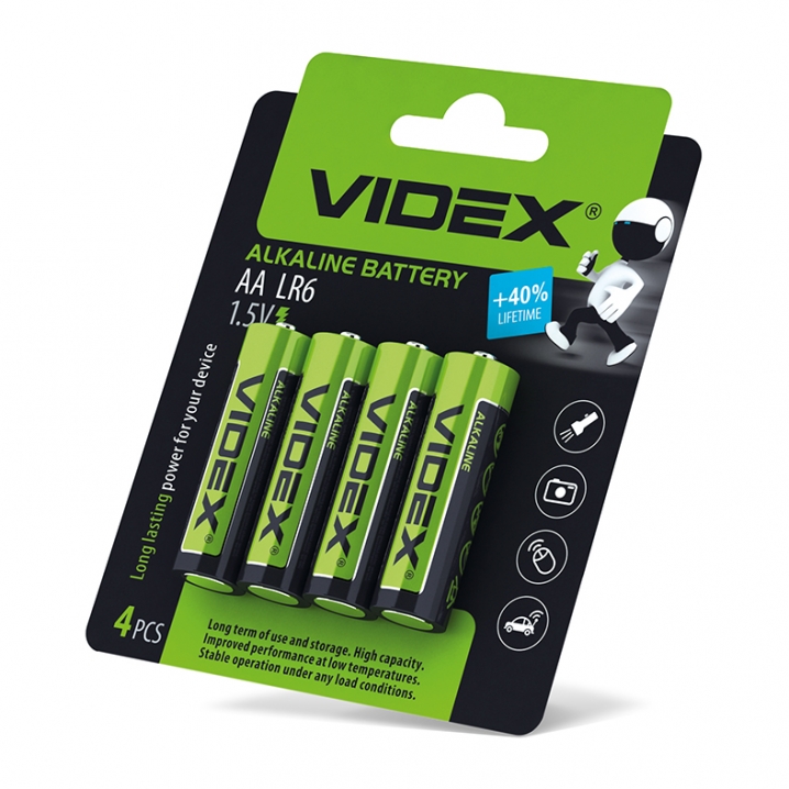 Батарейка лужна Videx LR6/AA 4шт Blister Card