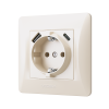 Розетка одинарна із заземленням з USB+USB-C кремова VIDEX BINERA - фото №3