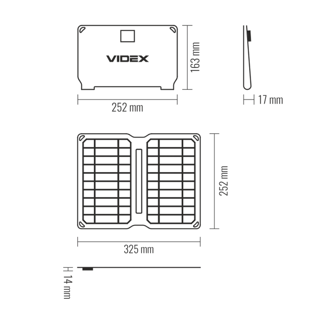 Портативний зарядний пристрій сонячна панель VIDEX VSO-F510U 10W