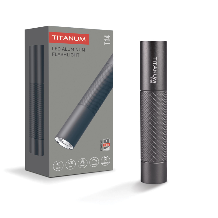 Портативний світлодіодний ліхтарик TITANUM TLF-T14G 300Lm 5000K Gray - фото