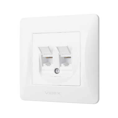 Розетка CAT6+CAT6 подвійна комп'ютерна біла VIDEX BINERA - фото №3