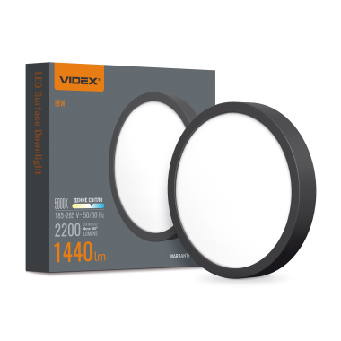 LED Світильник круглий накладний VIDEX 18W 5000K Black - фото