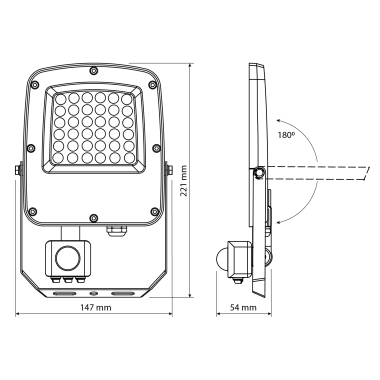 LED Floodlight VIDEX F5 30W 3000-5000-6500K with motion sensor 230V White (VL-F5-030CW-S) - photo №18