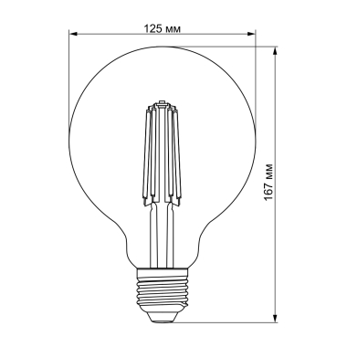 LED лампа VIDEX Filament G125FAD 7W E27 2200K дімерна бронза - фото №4