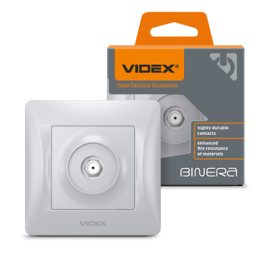 Розетка SAT одинарна супутникова срібний шовк VIDEX BINERA - фото