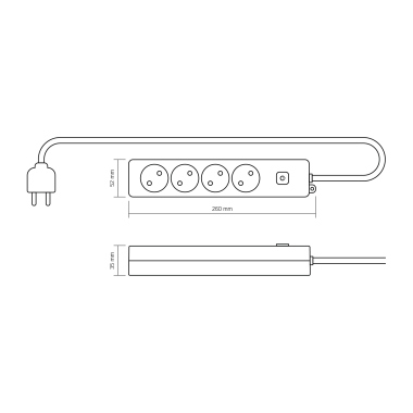 Мережевий подовжувач VIDEX ONCORD б/з 4п 3м з кнопкою White - фото №2