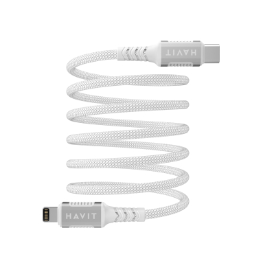 Кабель USB-C - Lightning HAVIT CB6298 PD30W 1м ( магнітний) White - фото