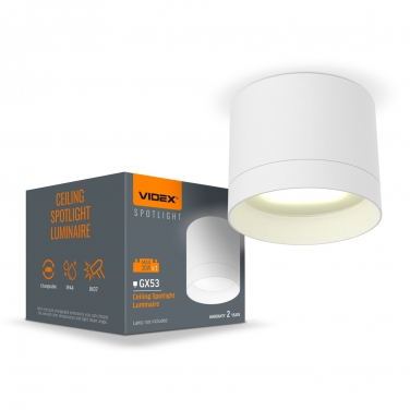 Ceiling spotlight luminaire VIDEX IP44 for GX53 lamp VL-SPF19A-W White