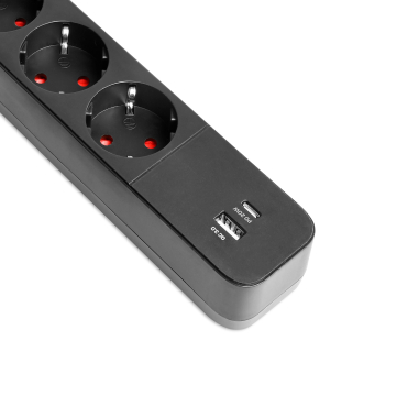 Мережевий подовжувач VIDEX ONCORD з/з 4п 3м (3x1.5мм) 3.4А USB(QC3.0) +USB-C(PD20W) з кнопкою Black - фото №4