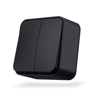 IP20 Вимикач зовнішній двоклавішний чорний графіт VIDEX BINERA - фото