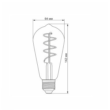 LED лампа VIDEX Filament ST64FGD 4W E27 2100K дімерна графіт - фото №3