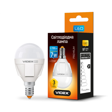 LED лампа VIDEX PREMIUM G45 7W E14 3000K - фото