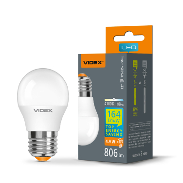 LED bulb VIDEX  G45h 4.9W E27 4100K