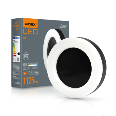 LED світильник ART IP65 круглий VIDEX VLE-BHFR-155B 15W 5000K Black - фото