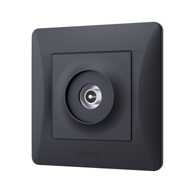 Розетка TV одинарна телевізійна чорний графіт VIDEX BINERA - фото №3