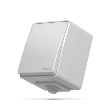 IP65 Вимикач зовнішній одноклавішний сірий VIDEX BINERA - фото
