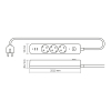 Мережевий подовжувач VIDEX ONCORD з/з 3п 3м (3x1.5мм) 2.4А 2USB+USB-C з кнопкою White - фото №12