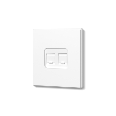 CAT6e double computer socket white matte VIDEX NOTA (VF-NT-SK2PC6-WH) - photo