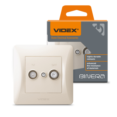 Розетка TV+SAT кінцева кремова VIDEX BINERA - фото
