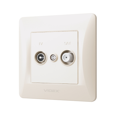 Розетка TV+SAT кінцева кремова VIDEX BINERA - фото №3