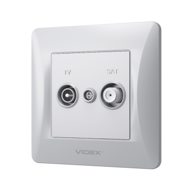 Розетка TV+SAT кінцева срібний шовк VIDEX BINERA - фото №3