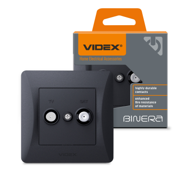Розетка TV+SAT кінцева чорний графіт VIDEX BINERA - фото