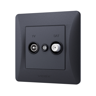 Розетка TV+SAT кінцева чорний графіт VIDEX BINERA - фото №3