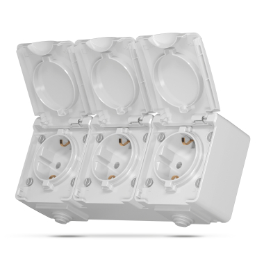 IP65 Розетка зовнішня потрійна із заземленням сіра VIDEX BINERA - фото