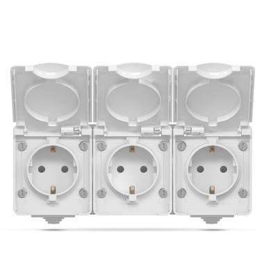 IP65 Розетка зовнішня потрійна із заземленням сіра VIDEX BINERA - фото №2