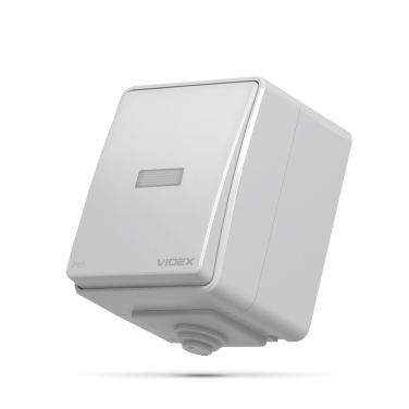 IP65 Вимикач зовнішній одноклавішний із підсвіткою сірий VIDEX BINERA - фото