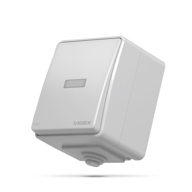IP65 Вимикач зовнішній одноклавішний із підсвіткою сірий VIDEX BINERA - фото