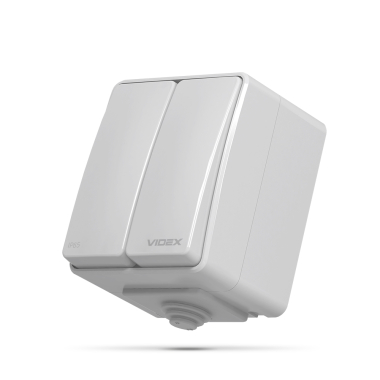 IP65 Вимикач зовнішній двоклавішний сірий VIDEX BINERA - фото