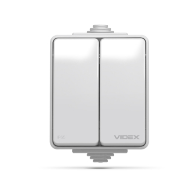 IP65 Вимикач зовнішній двоклавішний сірий VIDEX BINERA - фото №2