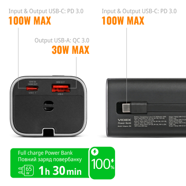 Повербанк 20000mAh VIDEX VPB-366 165W PD100W +Display - фото №16