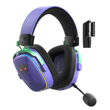 Бездротові ігрові навушники HAVIT Huaxu-X4 Purple+Black - photo №2