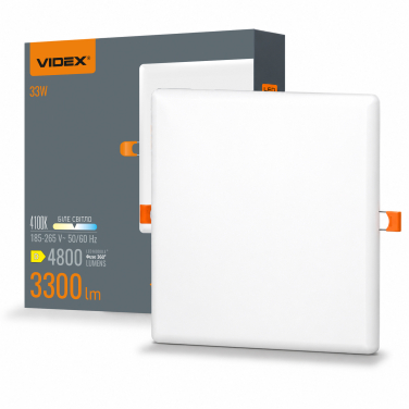 LED світильник безрамковий квадратний VIDEX 33W 4100K - фото