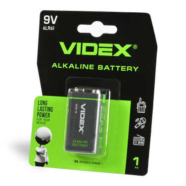 Alkaline Battery VIDEX 6LR61/9V (Krona) 1pcs BLISTER 