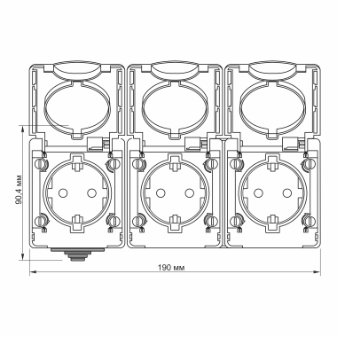 IP65 Розетка зовнішня потрійна із заземленням сіра VIDEX BINERA - фото №4