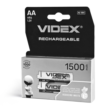Акумулятори Videx HR6/AA 1500mAh double blister/2шт - фото
