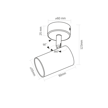 Світильник VIDEX під лампу GU10 накладний поворотний чорний VL-SPF05B-BFB - фото №3