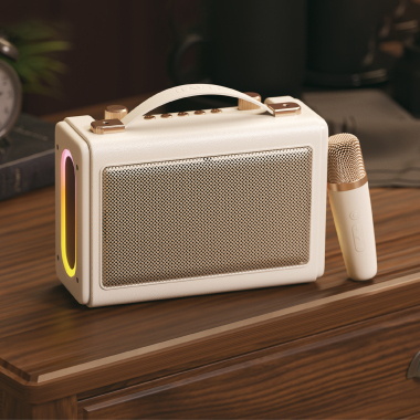 Портативна ретро колонка караоке HAVIT SK823BT 16W RGB Beige - фото №8