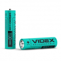 Акумулятор Videx літій-іонний 14500(без захисту) АА 800mAh bulk/1шт