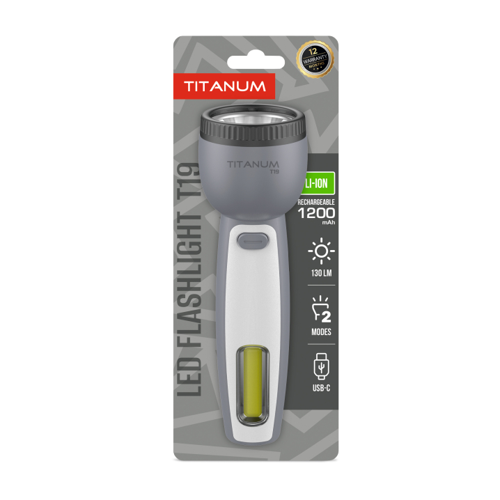 Портативний світлодіодний ліхтарик TITANUM TLF-T19 130Lm Gray - фото