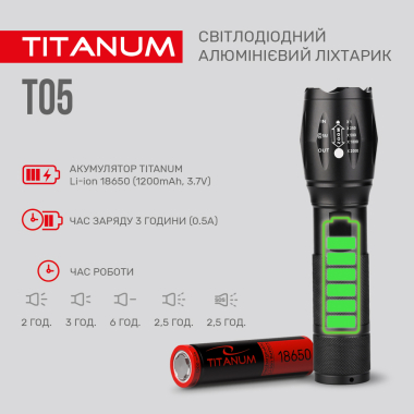 Портативний світлодіодний ліхтарик TITANUM TLF-T05 300Lm 6500K - фото №5