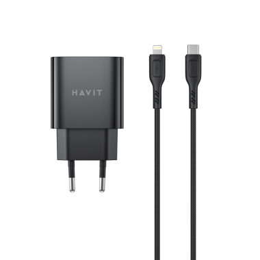 Зарядний пристрій HAVIT ST925 20W USB-A+USB-C з кабелем USB-C - Lightning Black - photo №3