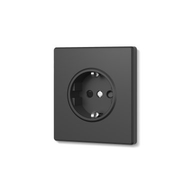 Розетка одинарна із заземленням вугільно-чорна VIDEX NOTA (VF-NT-SK1G-BL) - photo
